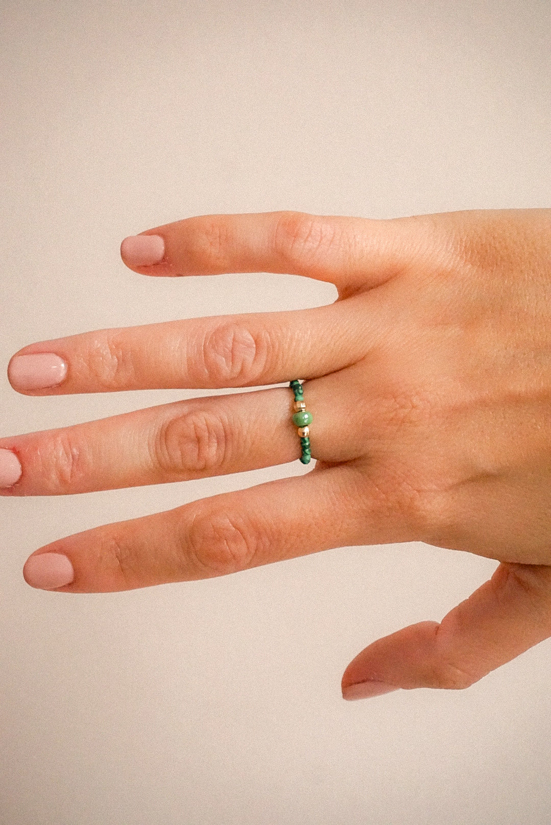 Anillo Malaquita y Cristal