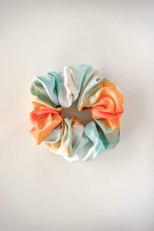 Scrunchie Tie Dye Naranja-Azul Satin