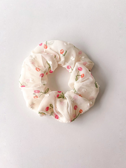 Scrunchie Cerezas Crema