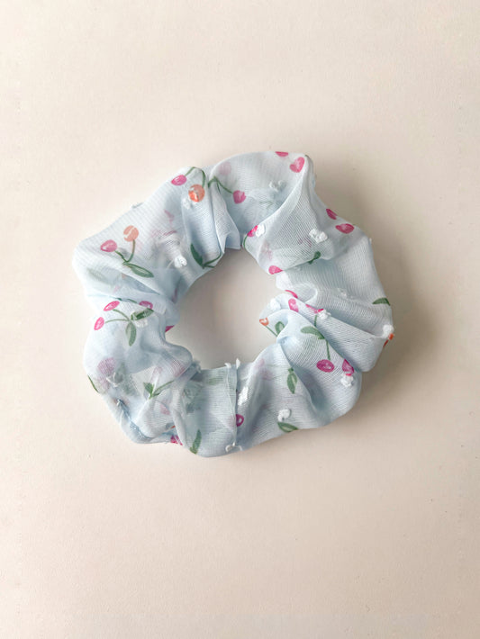 Scrunchie Cerezas Azul